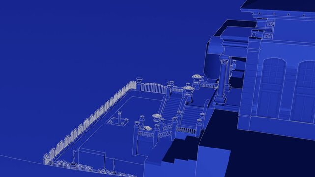 Luxury Villa, Seamless 3D Loop Animation, 3d blueprint rendering, generic