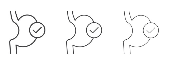 Obraz premium Good digestion icon in line art doodle style. Editable stroke outline sign, eps 10
