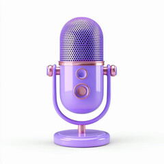 Stylish 3d vintage microphone icon isolated on a white background, minimalism cartoon style