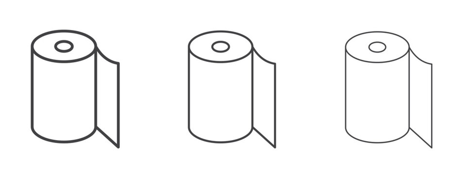 foil roll icon in line art doodle style. Editable stroke outline sign, eps 10