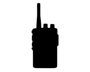 Black silhouette of a modern walkie talkie on white background