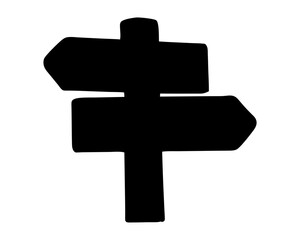 Directional signpost with two arrows pointing opposite directions in monochrome black and white