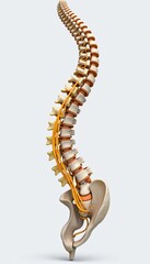 Obraz premium Detailed Anatomical Representation of the Human Spine with Nerves and Vertebrae Showcasing Its Structure and Functionality