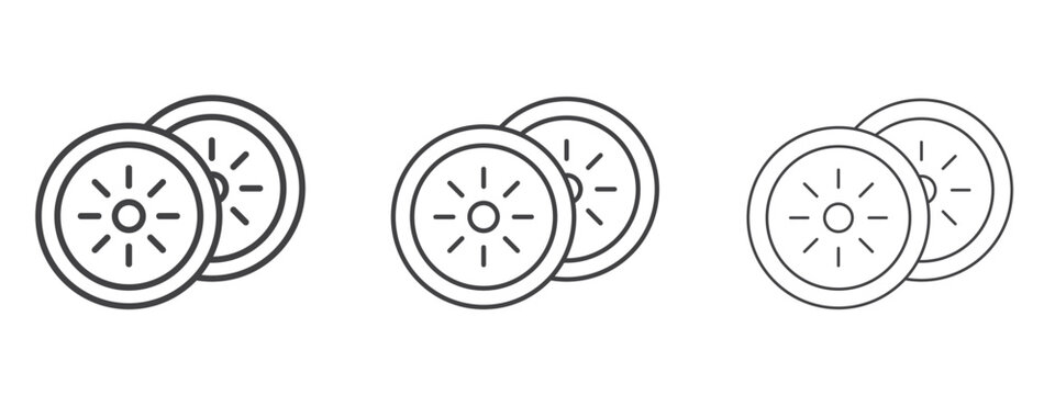 Cucumber slice icon in line art doodle style. Editable stroke outline sign, eps 10