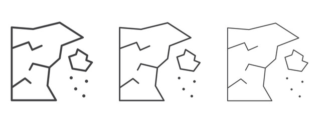 Cliff icon in line art doodle style. Editable stroke outline sign, eps 10