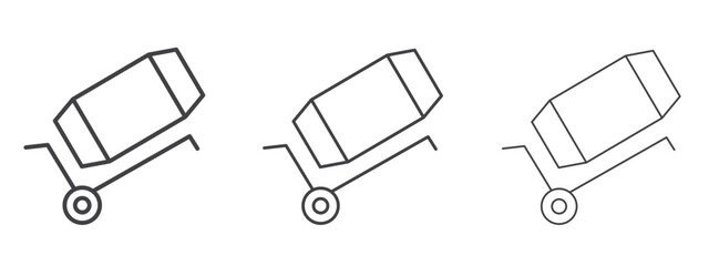 cement mixers icon in line art doodle style. Editable stroke outline sign, eps 10