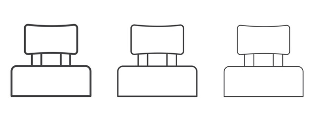 Car headrest icon in line art doodle style. Editable stroke outline sign, eps 10