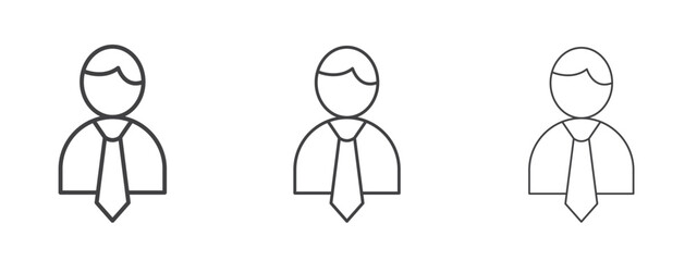 Businessman icon in line art doodle style. Editable stroke outline sign, eps 10
