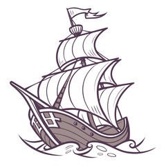 &ldquo;Vintage Paper Boat Illustration &ndash; Retro Origami Ship PNG&rdquo;