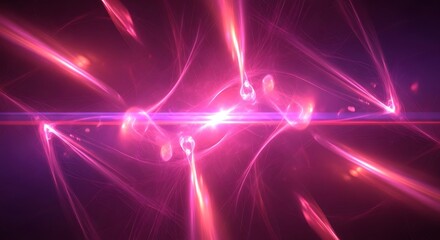 Abstract background with pink and purple light beams and glow effect