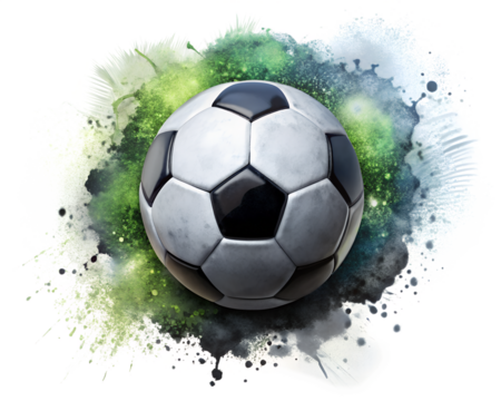 soccer ball on green grass isolated on white background. PNG Transparent file type with high definition quality And vibrant color grading Available.