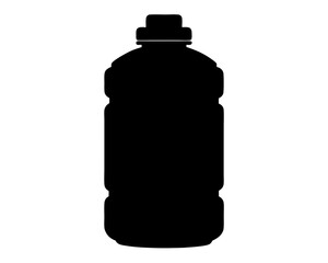 Black Silhouette of a Plastic Container Bottle with Cap, for Liquid Storage
