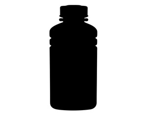 Silhouette of a plastic bottle, commonly used for drinking water or soda