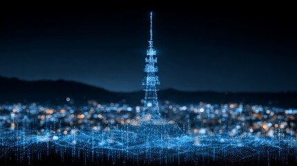 Modern telecommunications infrastructure tower insights urban landscape digital connectivity night view technological advancement
