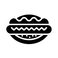 Hot Dog Silhouette with Mustard and Bun Food Icon Design