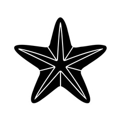 Five Pointed Star Silhouette with Detailed Radial Lines and Outlined Edge for Graphic Design