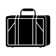 Classic Black Silhouette of a Vintage Suitcase with Straps and Handle