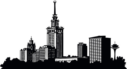 Obraz premium Warsaw city skyline silhouette isolated on white background, poland.eps