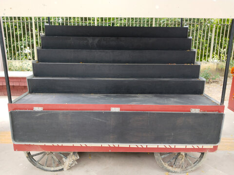 indian style cart street food near street. New cart with racks