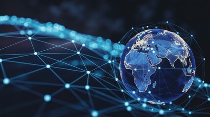 Global Network Connections: Futuristic Digital Earth Visualization