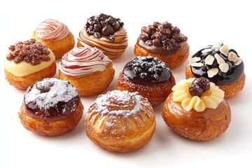 A selection of French chouquettes, featuring light pastry puffs topped with sugar