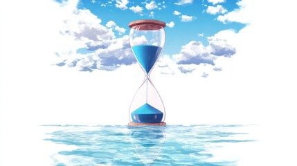 Hourglass in water time concept illustration