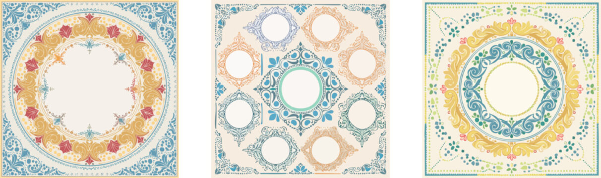 Decorative Vintage Frames and Floral Elements.