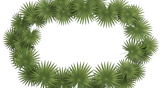 A frame of green palm fronds on a black background .ai generative, transparent background, white background. isolated on white background, png, jpeg, jpg.