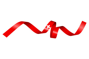 Set of flag ribbon with colors of Switzerland for independence day celebration decoration