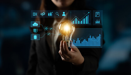 Obraz premium Data flow from database and cloud to processing and analytics dashboards, representing data analysis, automation, insight generation, and digital intelligence Latch