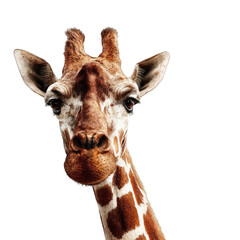 Fototapeta premium Elegant giraffe portrait against a stark backdrop offering a unique perspective