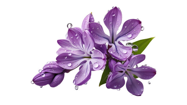 Single lilac with dew isolated on white background - Powered by Adobe