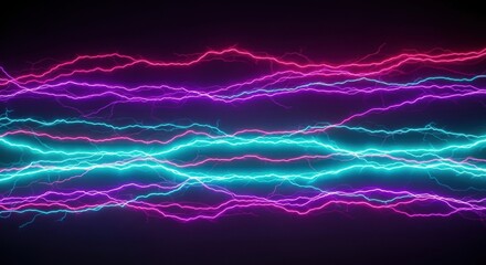 Fototapeta premium Vibrant neon electric bolts in dynamic blue and pink colors