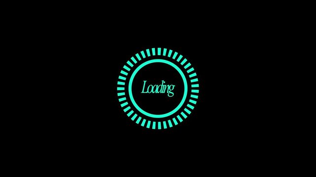 Cyan color Circle loading animation on a black background. Beautiful Circle Loading icon animation. loading progress circle  loading animation. 4k video.