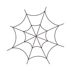 Black spider web silhouette Halloween design isolated on white background