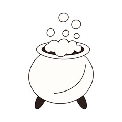 Cauldron with a potion Halloween design isolated on white background