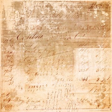 Antique Ledger Page Collage with Faded 19th Century Cursive Handwriting