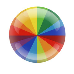 Obraz premium Colorful Sphere Divided into Six Segments Red Yellow Green Blue On Isolated Transparent Background