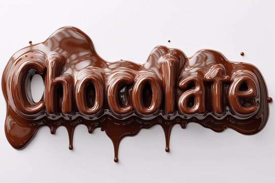 Rich and decadent chocolate word art with flowing, melted texture. The image evokes a sense of sweetness and indulgence.