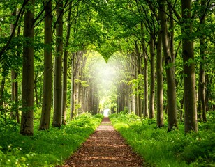 Heart-shaped clearing in a lush forest