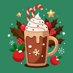 A vector of coffee  cup design on christmas background Art