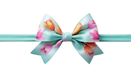 Floral tulip bow isolated on transparent background