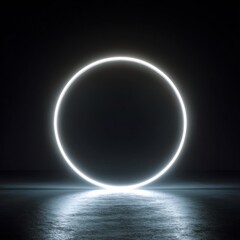 Obraz premium Illuminated circular shape with reflections in a minimalist, modern composition