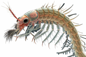 highly realistic 3d sculpture of mosquito larva with translucent segmented body and detailed anatomy on AI generated by PNG