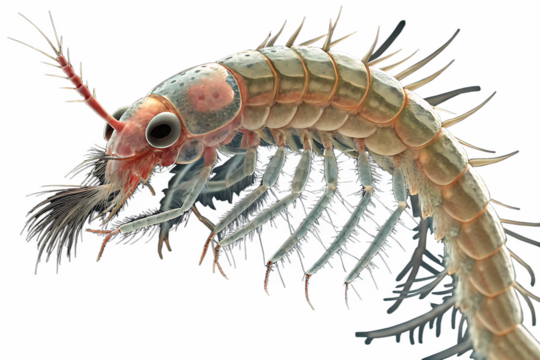 highly realistic 3d sculpture of mosquito larva with translucent segmented body and detailed anatomy on AI generated by PNG