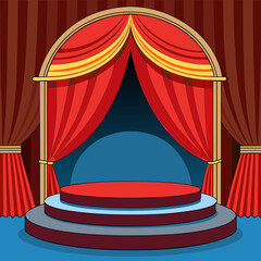 red stage curtains