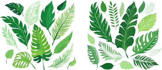 Naklejka premium Lush Tropical Green Leaves Collection.