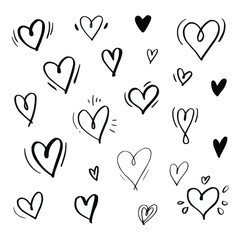 Hand Drawn Black Ink Heart Pattern Collection

