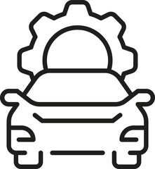 Flat Vector Icon of Car with Gear for Vehicle Maintenance or Repair Design