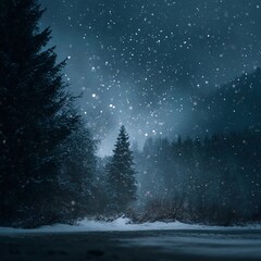 Fototapeta premium Enchanting winter landscape captures the serene beauty of a snow-covered forest scene